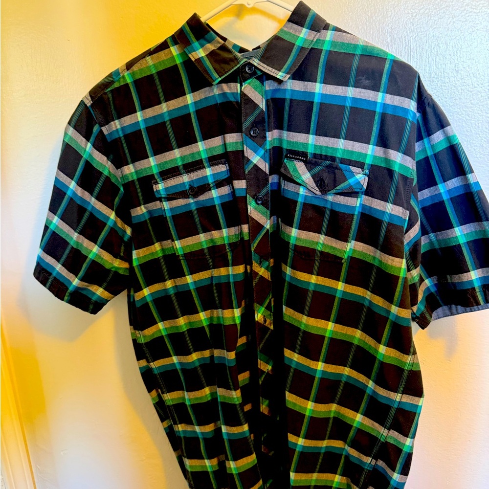 L Billabong casual surf button down SS